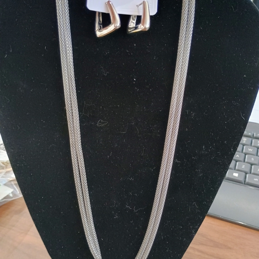 Elegant Silver Necklace and Earring Set